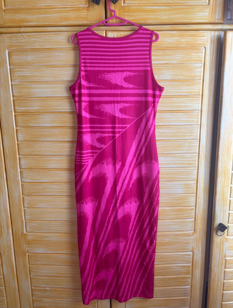 Pink Sleeveless Patterned Maxi Dress Size L thumbnail 2