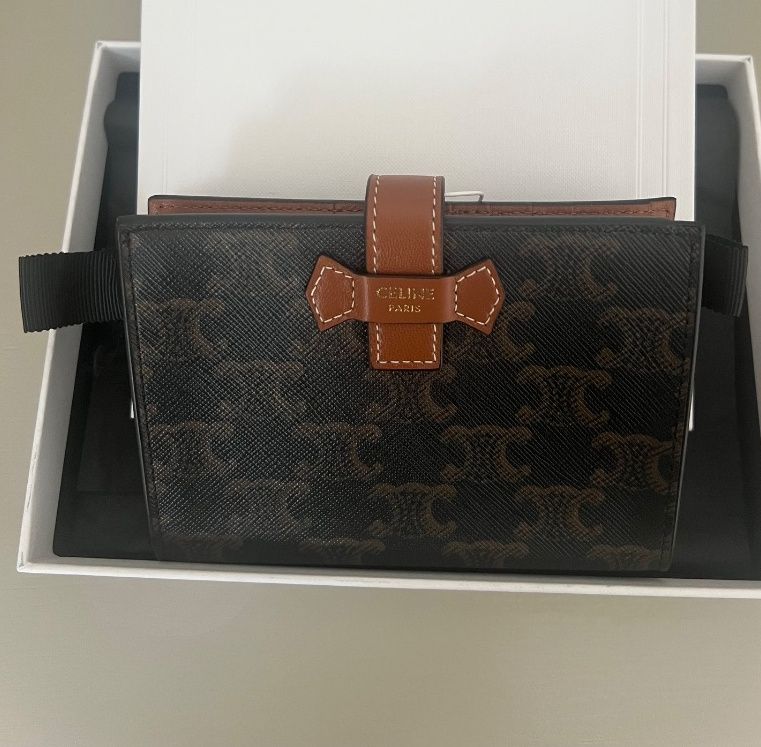 Celine Canvas and Leather Wallet Brown Black - Image 1 of 3
