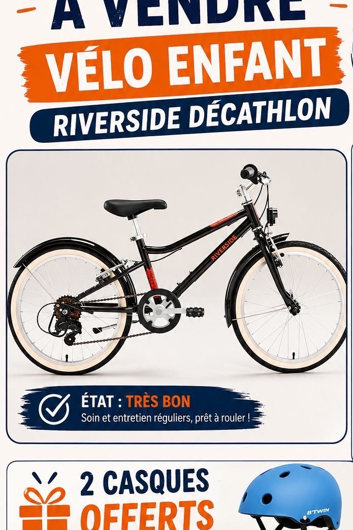 Riverside Decathlon 20-inch Kids Bike with 2 Helmets - Image 1 of 1
