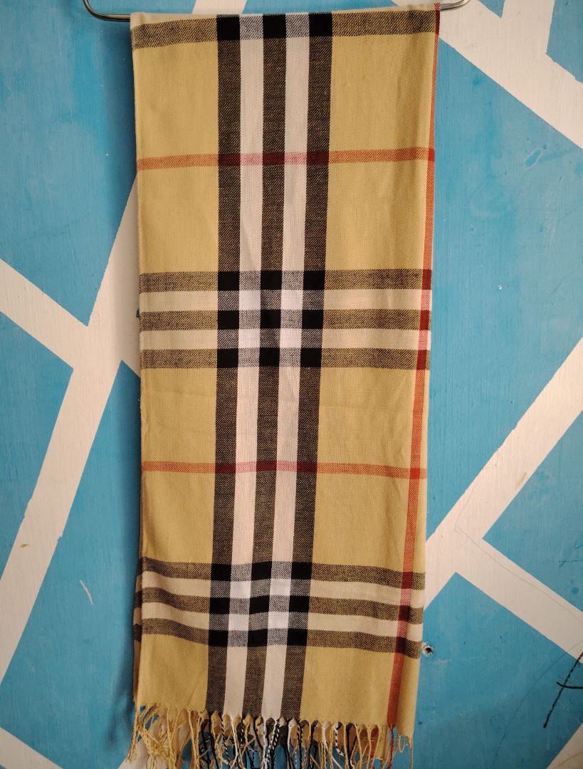 Burberry Plaid Check Scarf Beige Unisex
