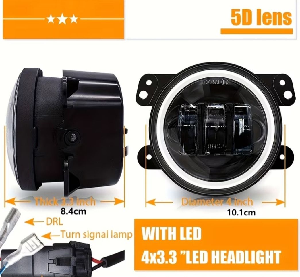 5D Lens 4 Inch LED Headlight DRL Turn Signal - Image 1 of 1