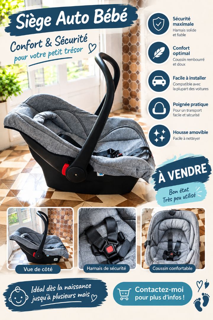Baby Car Seat Gray thumbnail 4
