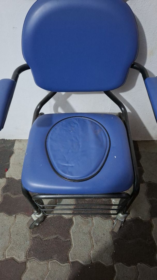 Blue Commode Shower Wheelchair