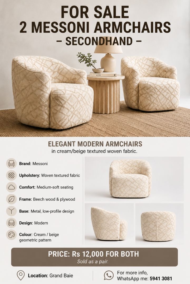 Messoni Armchairs Pair Cream Woven Fabric