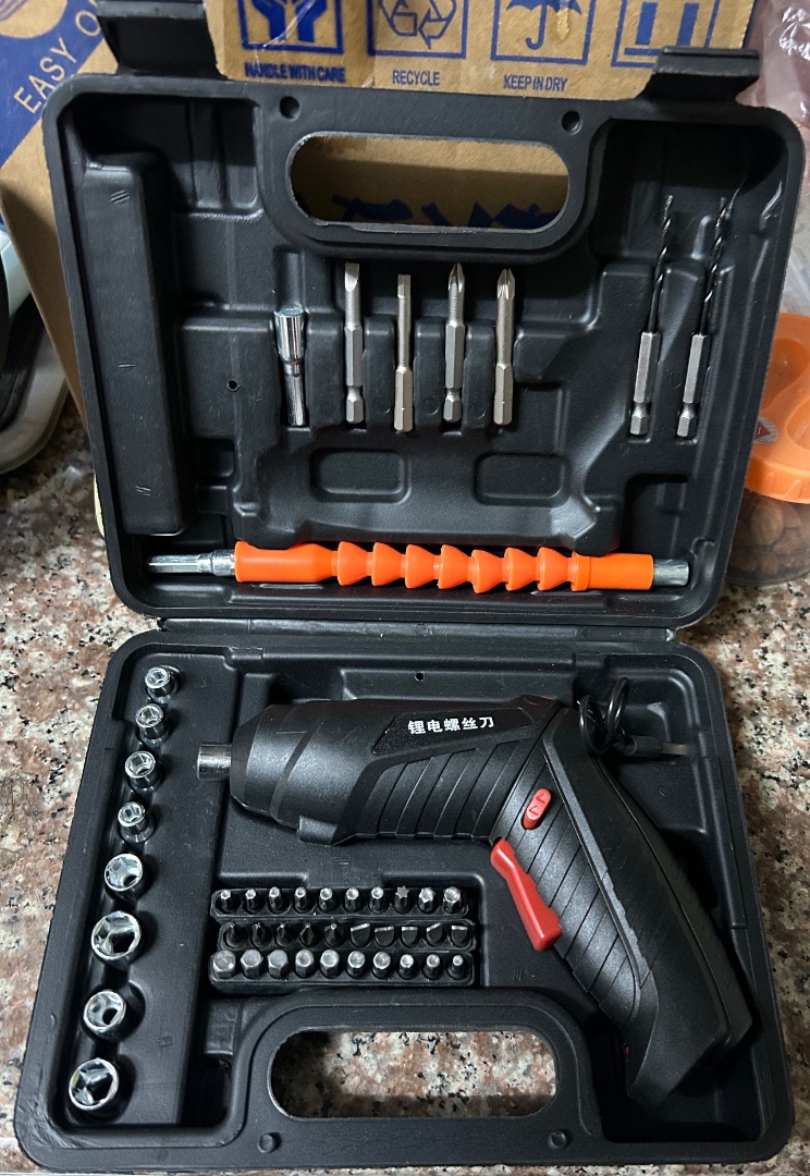Cordless Electric Screwdriver Set with Case and Bits