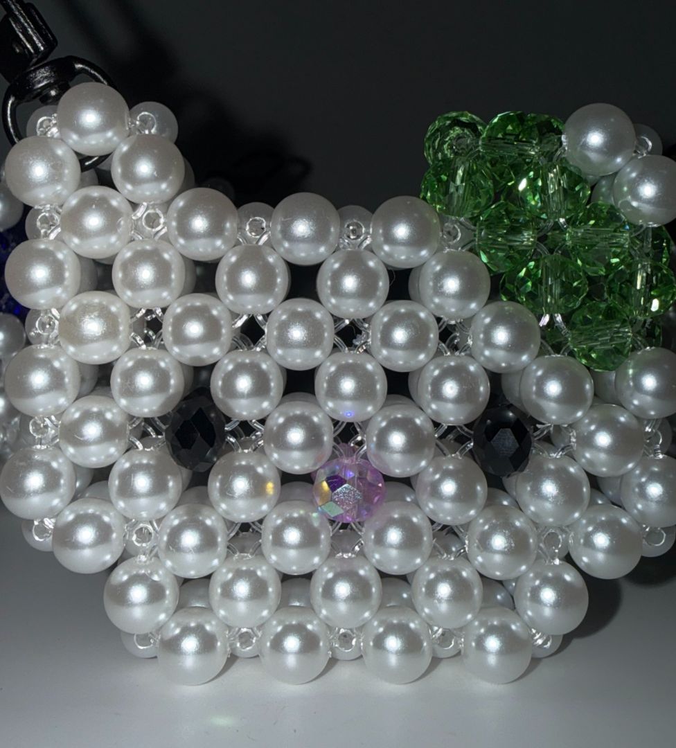 Handcrafted Hello Kitty Inspired Crystal Bead Keychain