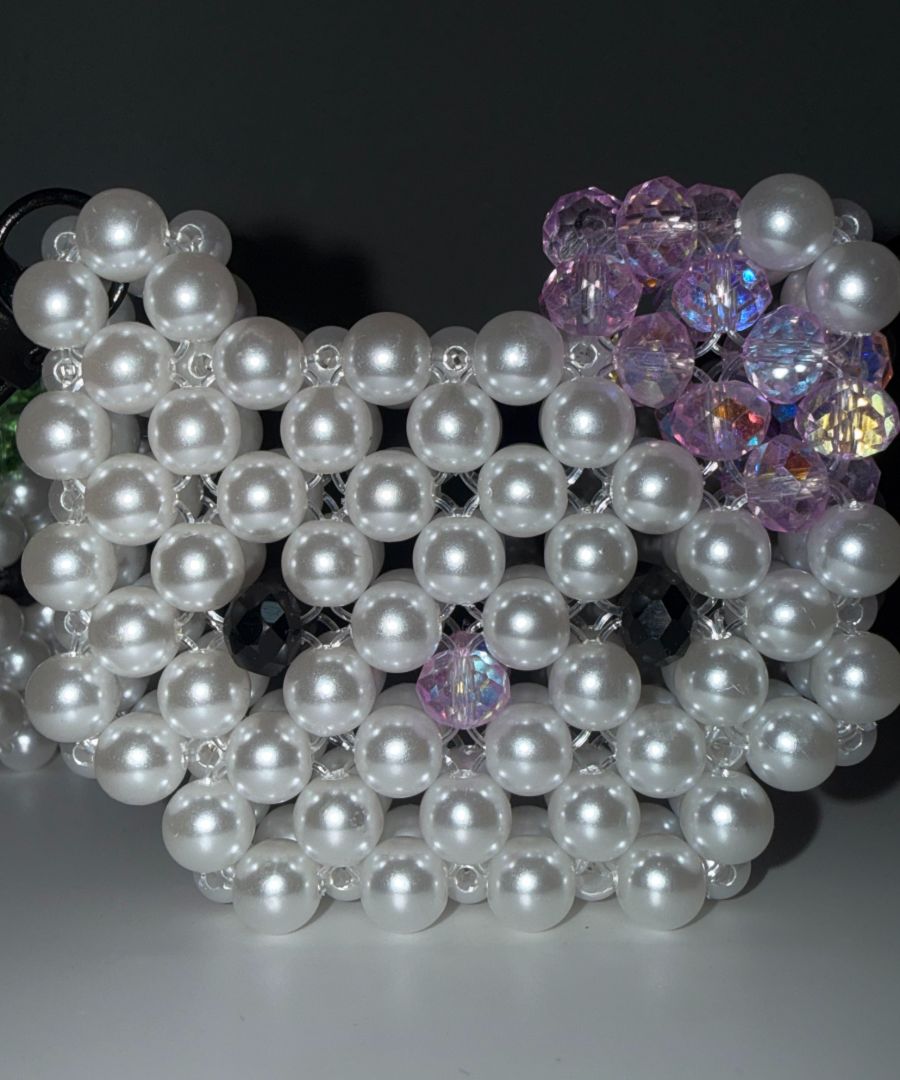 Handcrafted Hello Kitty Inspired Crystal Bead Keychain thumbnail 2