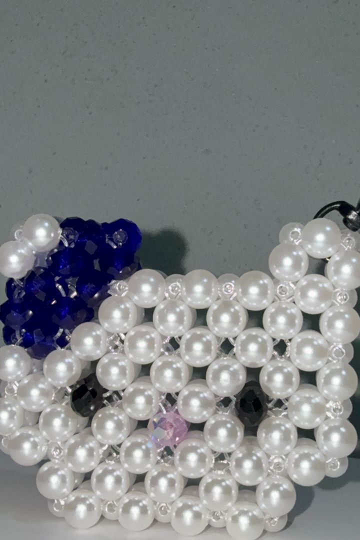 Handcrafted Hello Kitty Inspired Crystal Bead Keychain thumbnail 3