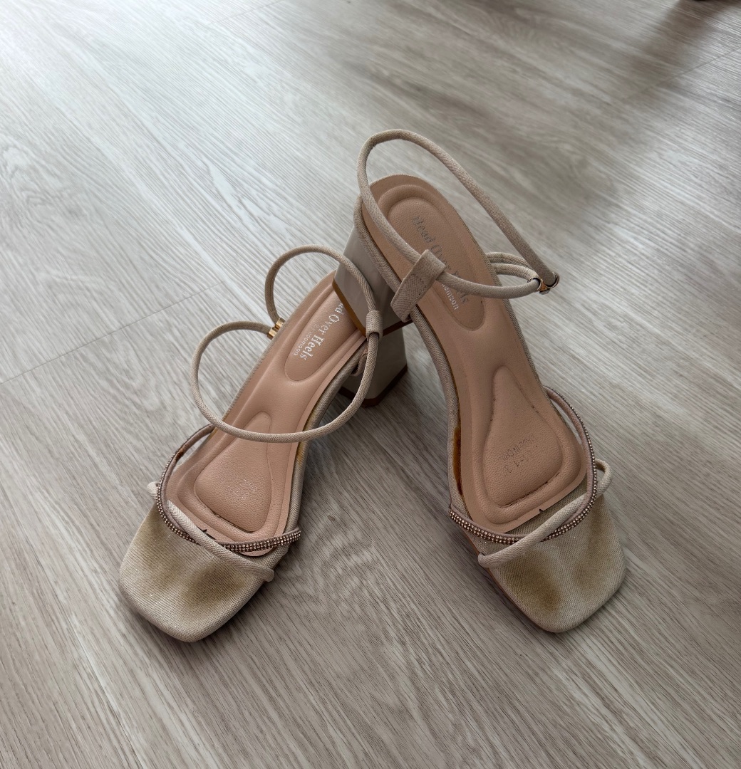 Head Over Heels Beige Block Heel Sandals 35