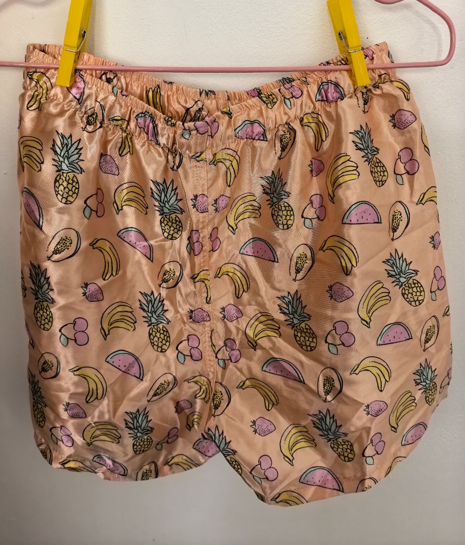 Miss Mango Fruit Print Satin Shorts Peach Size XS thumbnail 2