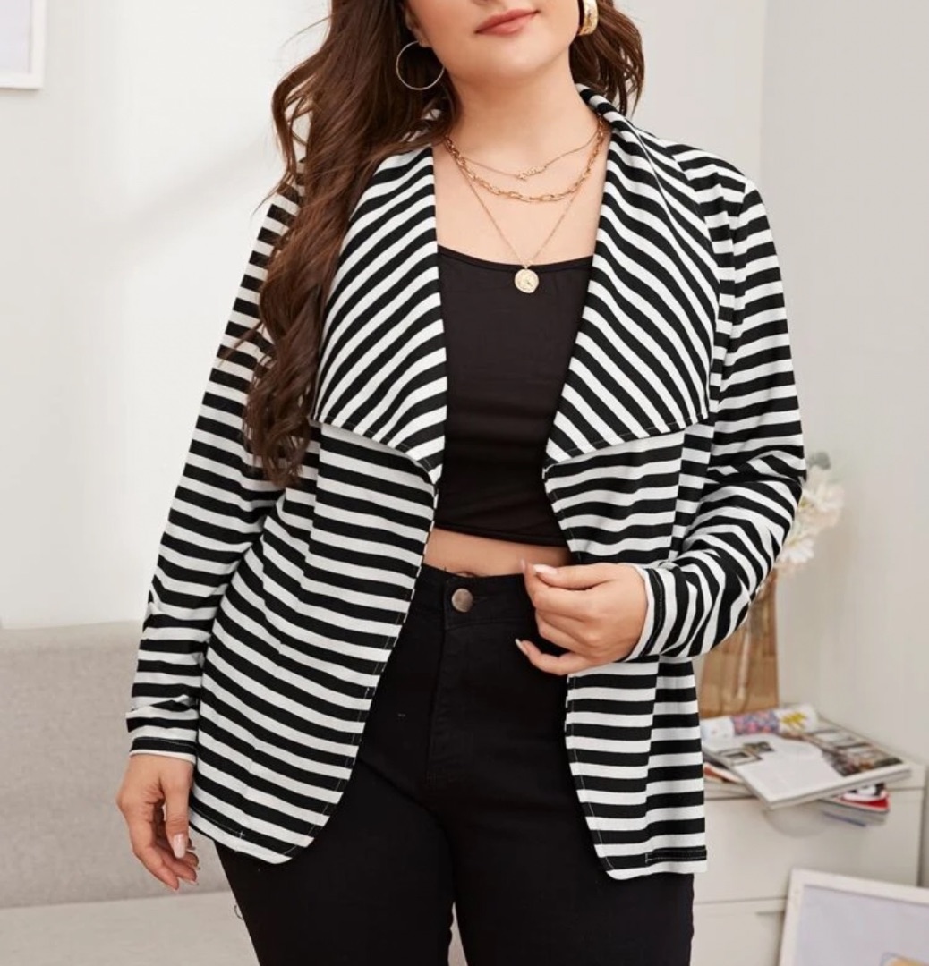 Blazer SHEIN à rayures et col cascade