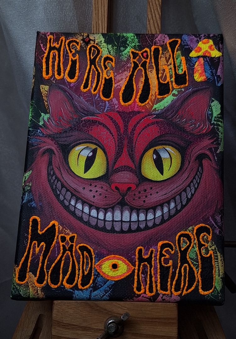 Handmade Cheshire Cat UV Glow Canvas