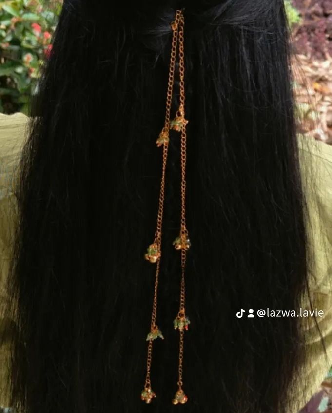 Handmade Gold Chain Hair Accessory with Beads thumbnail 3