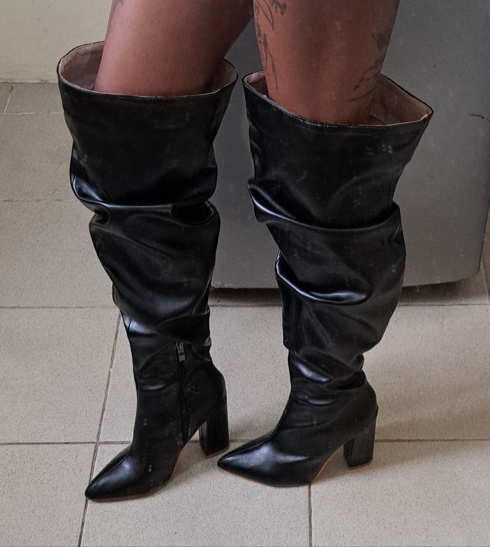 Black High Heel Over-The-Knee Boots - Image 1 of 3
