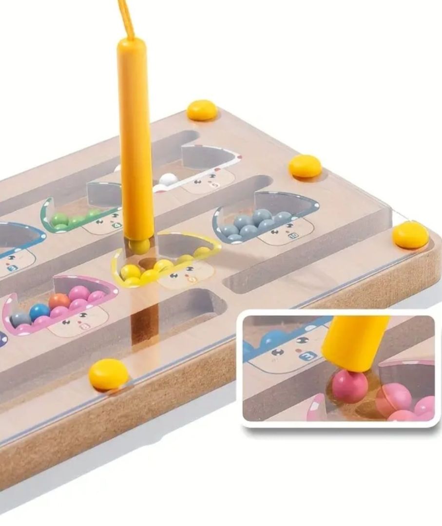 Wooden Magnetic Color and Number Maze Puzzle thumbnail 2